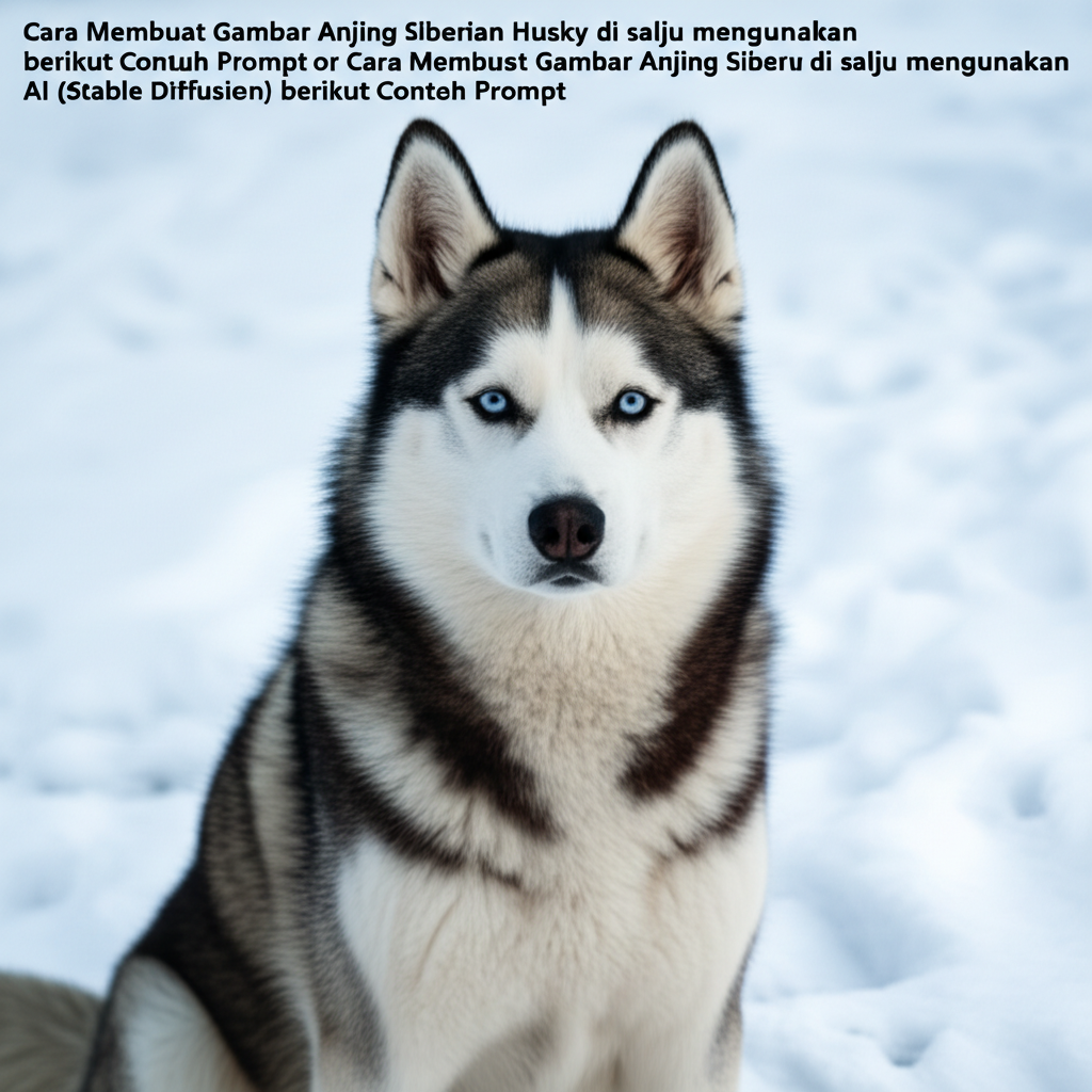 Cara Membuat Gambar Anjing Siberian Husky di salju menggunakan AI (Stable Diffusion) berikut Contoh Prompt