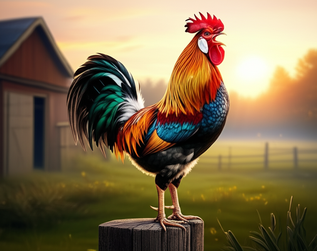 Cara Membuat Gambar Ayam jantan berkokok di pagi hari menggunakan AI (Stable Diffusion) berikut Contoh Prompt