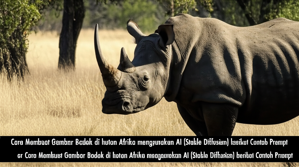 Cara Membuat Gambar Badak di hutan Afrika menggunakan AI (Stable Diffusion) berikut Contoh Prompt