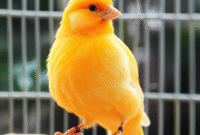 Cara Membuat Gambar Burung Kenari kuning di kandang menggunakan AI (DALL·E) berikut Contoh Prompt