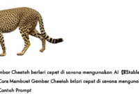 Cara Membuat Gambar Cheetah berlari cepat di savana menggunakan AI (Stable Diffusion) berikut Contoh Prompt
