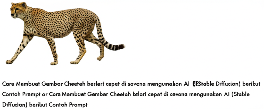 Cara Membuat Gambar Cheetah berlari cepat di savana menggunakan AI (Stable Diffusion) berikut Contoh Prompt