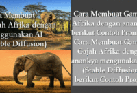 Cara Membuat Gambar Gajah Afrika dengan anaknya menggunakan AI (Stable Diffusion) berikut Contoh Prompt