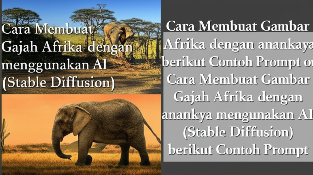 Cara Membuat Gambar Gajah Afrika dengan anaknya menggunakan AI (Stable Diffusion) berikut Contoh Prompt
