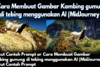 Cara Membuat Gambar Kambing gunung di tebing menggunakan AI (MidJourney) berikut Contoh Prompt