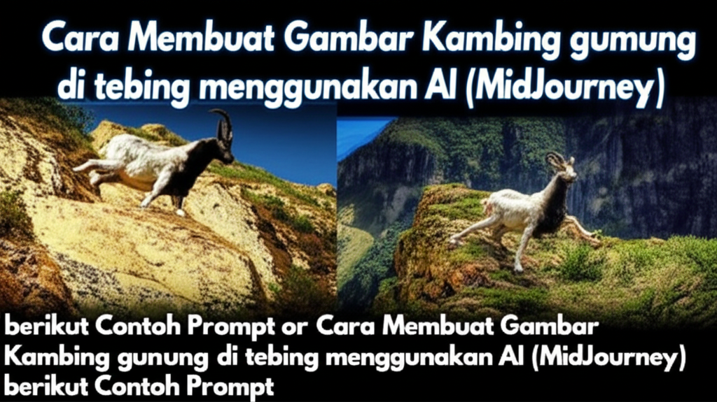 Cara Membuat Gambar Kambing gunung di tebing menggunakan AI (MidJourney) berikut Contoh Prompt