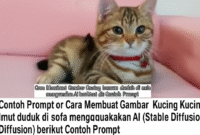 Cara Membuat Gambar Kucing Imut duduk di sofa menggunakan AI (Stable Diffusion) berikut Contoh Prompt