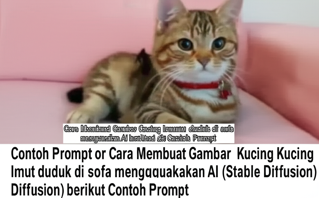 Cara Membuat Gambar Kucing Imut duduk di sofa menggunakan AI (Stable Diffusion) berikut Contoh Prompt