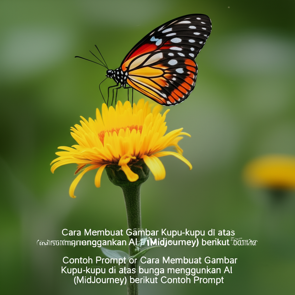 Cara Membuat Gambar Kupu-kupu di atas bunga menggunakan AI (MidJourney) berikut Contoh Prompt