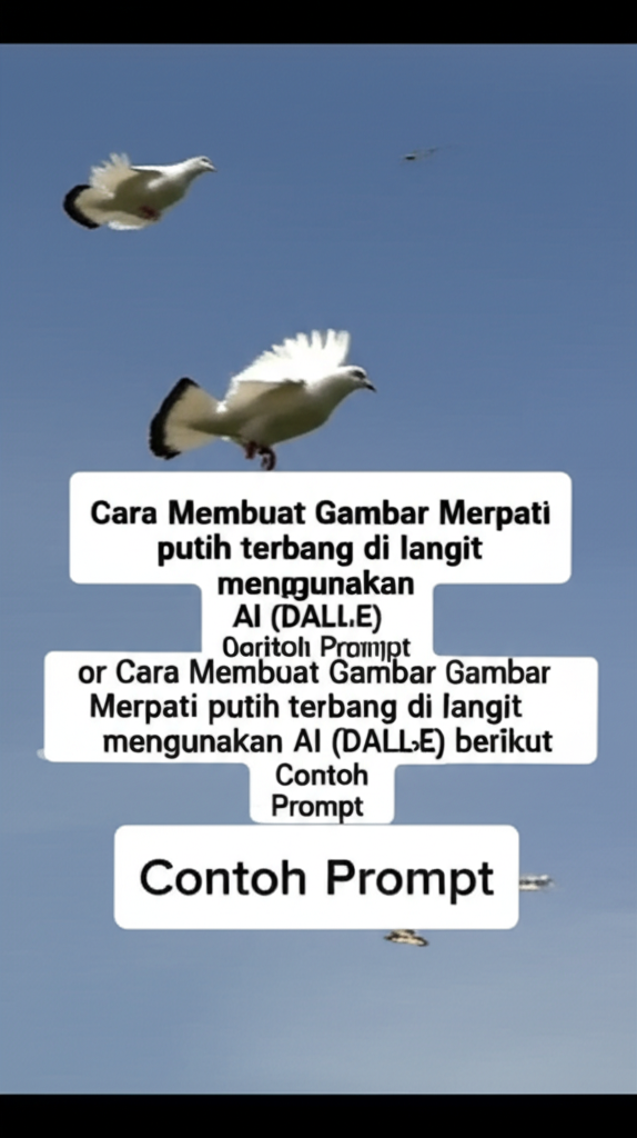 Cara Membuat Gambar Merpati putih terbang di langit menggunakan AI (DALL·E) berikut Contoh Prompt
