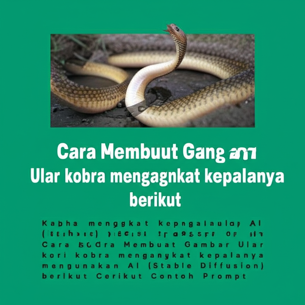 Cara Membuat Gambar Ular kobra mengangkat kepalanya menggunakan AI (Stable Diffusion) berikut Contoh Prompt