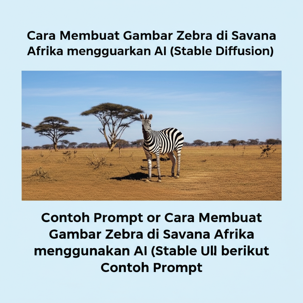 Cara Membuat Gambar Zebra di savana Afrika menggunakan AI (Stable Diffusion) berikut Contoh Prompt